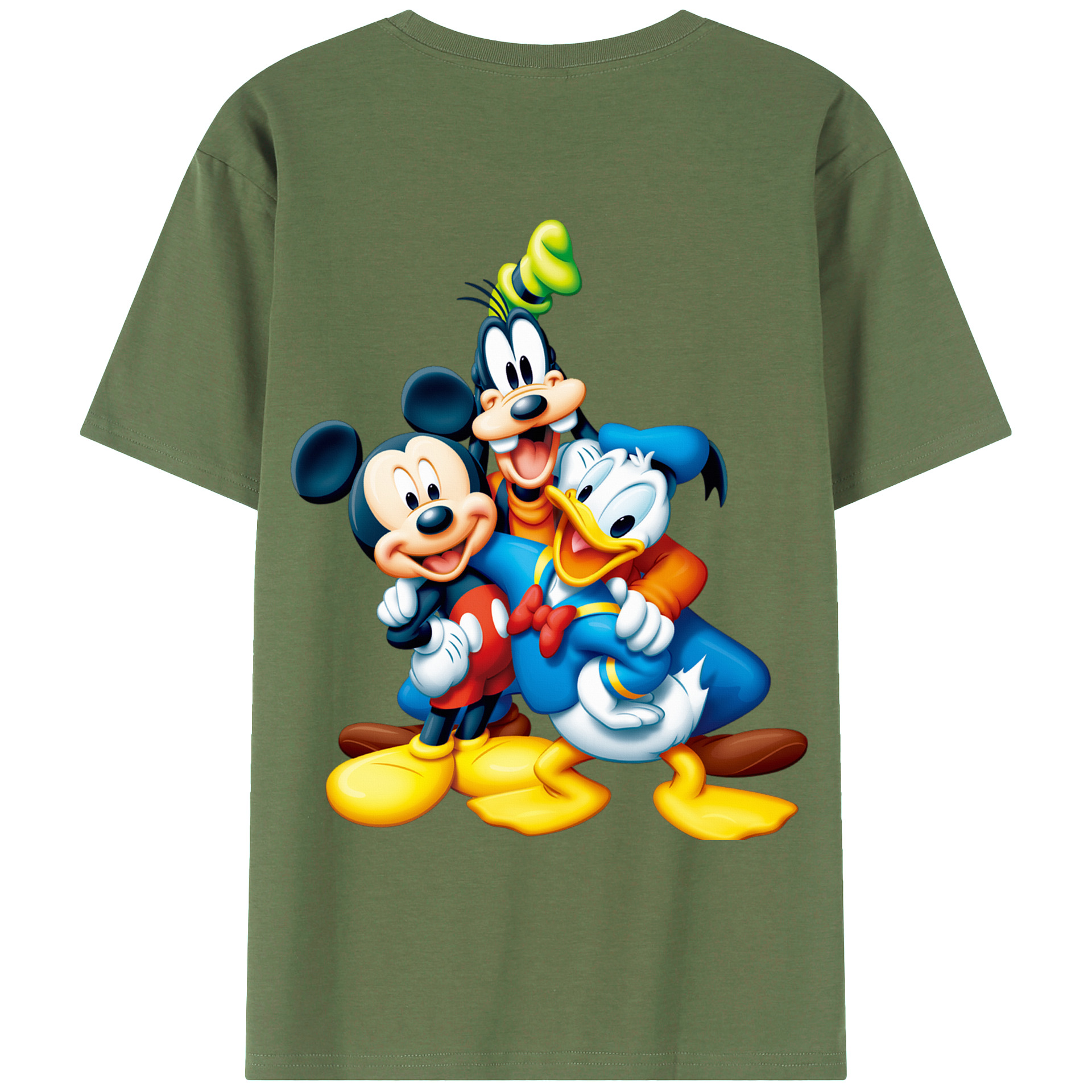 ミッキーマウス Mickey Mouse 綿100％ メンズ半袖Tシャツ（バックプリント） 通気性